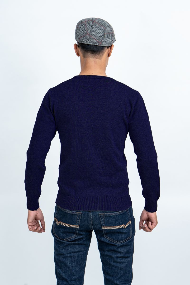 Áo len nam Novelty regular fit cổ tròn trơn màu xanh  đen NALMMDNACR180576T