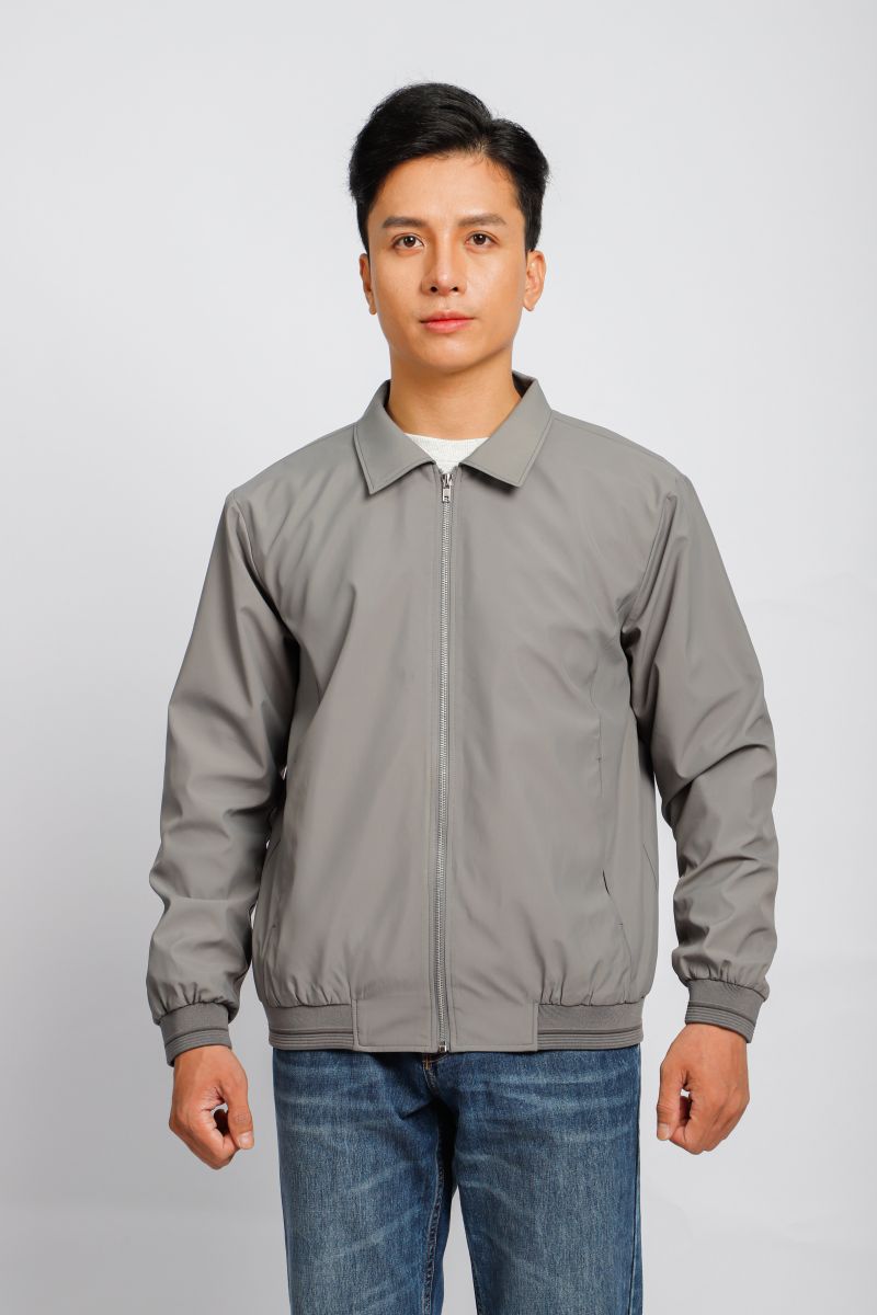 Áo Khoắc jacket 2 lớp bonding Novelty cổ bẻ  màu xám NJKMMTM2203142