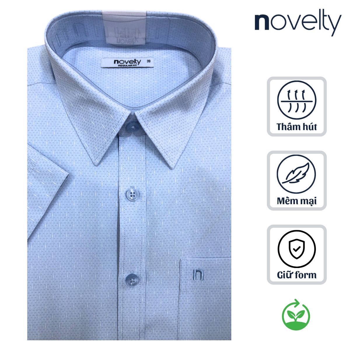 ÁO SƠ MI NAM NGẮN TAY NOVELTY REGULAR FIT RECYCLED T/C SỌC NHỎ NSMMSNMRCR250823N