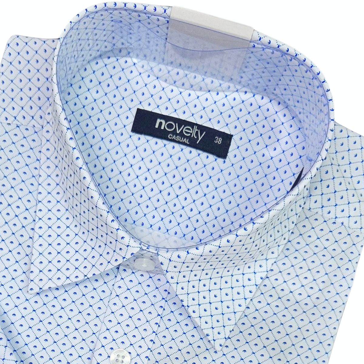 ÁO SƠ MI NAM NGẮN TAY NOVELTY CASUAL SPUN HOA VĂN XANH TRẮNG NSMMINMSPB261049N
