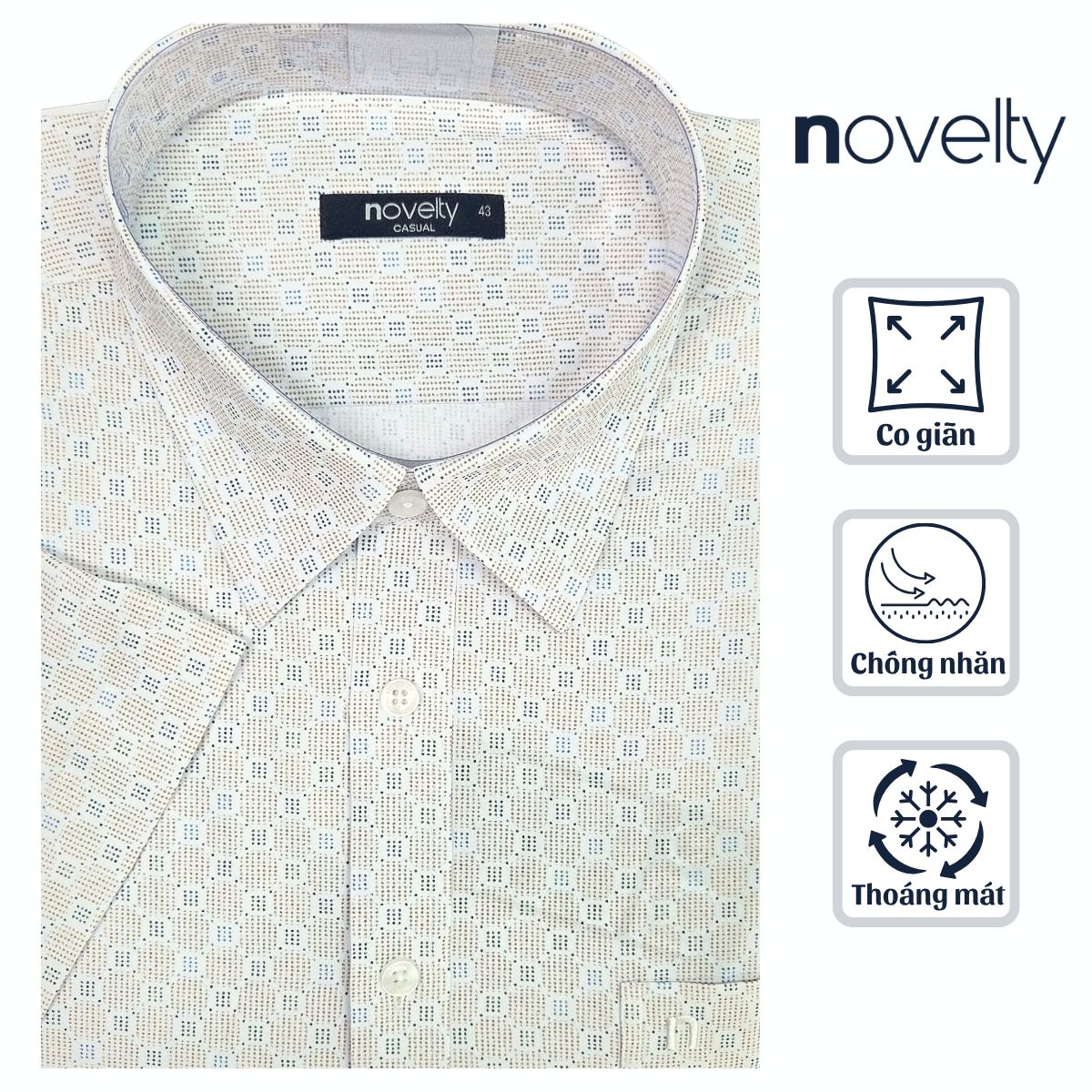 ÁO SƠ MI NAM NGẮN TAY NOVELTY CASUAL SPUN HOA VĂN VÀNG ĐỒNG NSMMINMSPB261054N