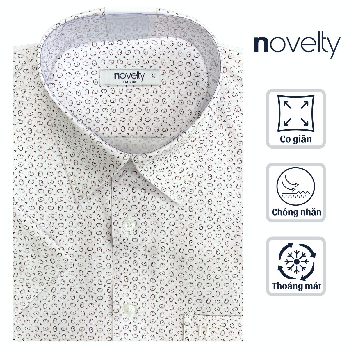 ÁO SƠ MI NAM NGẮN TAY NOVELTY CASUAL SPUN HOA VĂN XANH RÊU NSMMINMSPB260999N
