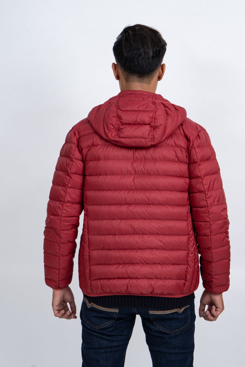 Áo Jacket nam Novelty 03 lớp lông vũ thật màu đỏ sẫm 1806204 chần xéo