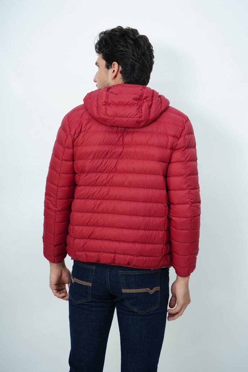 Áo Jacket nam Novelty 03 lớp lông vũ thật màu đỏ đô 1806154 chần ngang