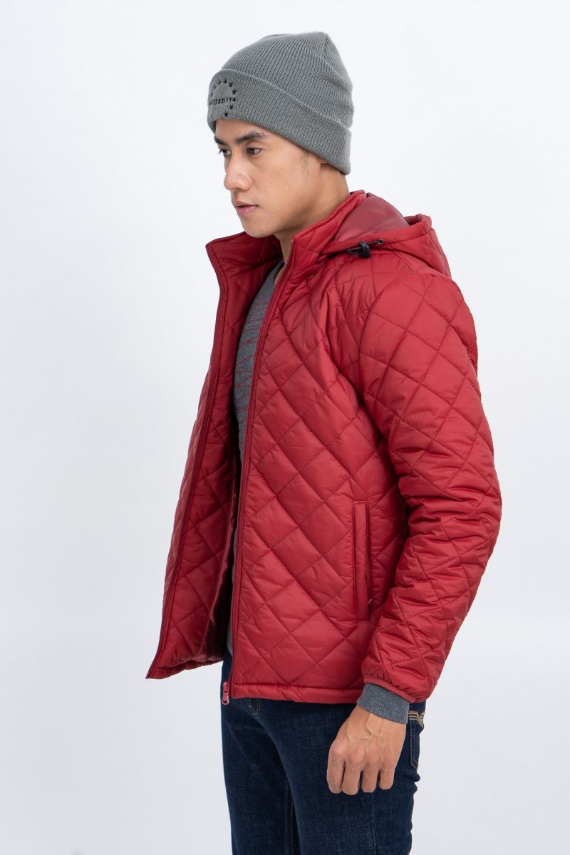 Áo Jacket nam Novelty 03 lớp màu đỏ đô có nón 1806303