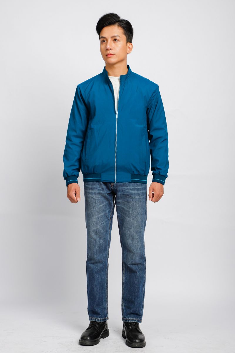 Áo jacket nam bonding cổ trụ Novelty xanh nhớt 2203042