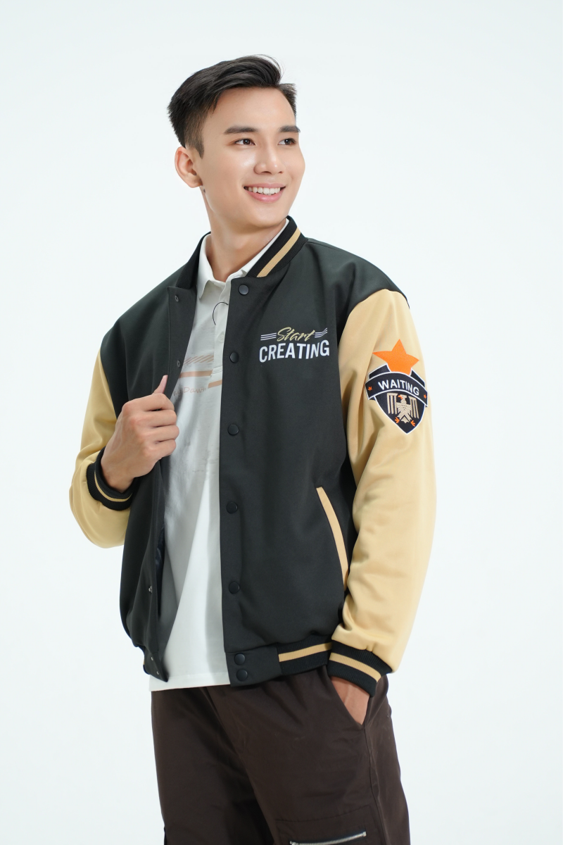 Áo Khoác Jacket 2 lớp nỉ Novelty màu đen NJKMMDMPLB2404192