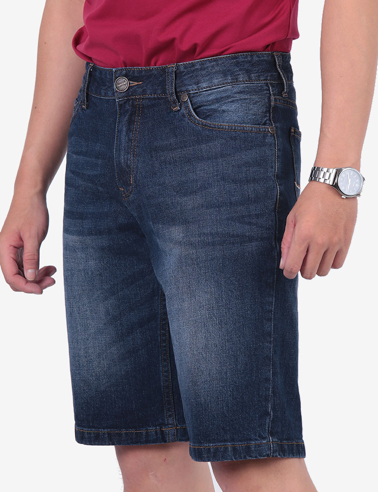 Quần jean short nam Novelty Slim Straight wash ống màu xanh đen NSJMMTNCSI1701100