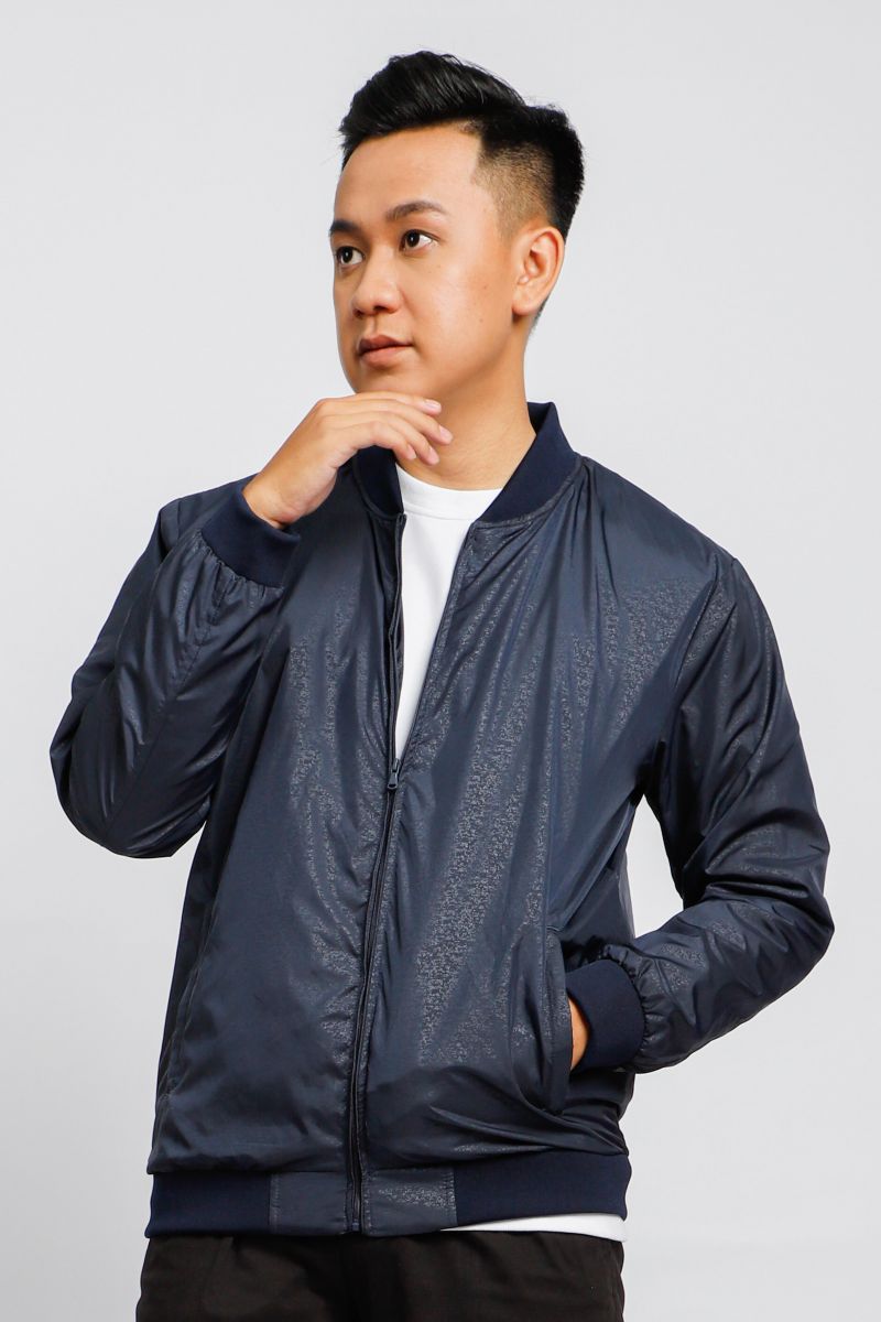 Áo jacket nam in chìm Novelty xanh đen NJKMMDMPLR2203332