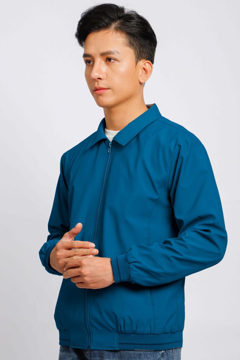 Áo jacket nam bonding cổ bẻ Novelty xanh nhớt 2203122