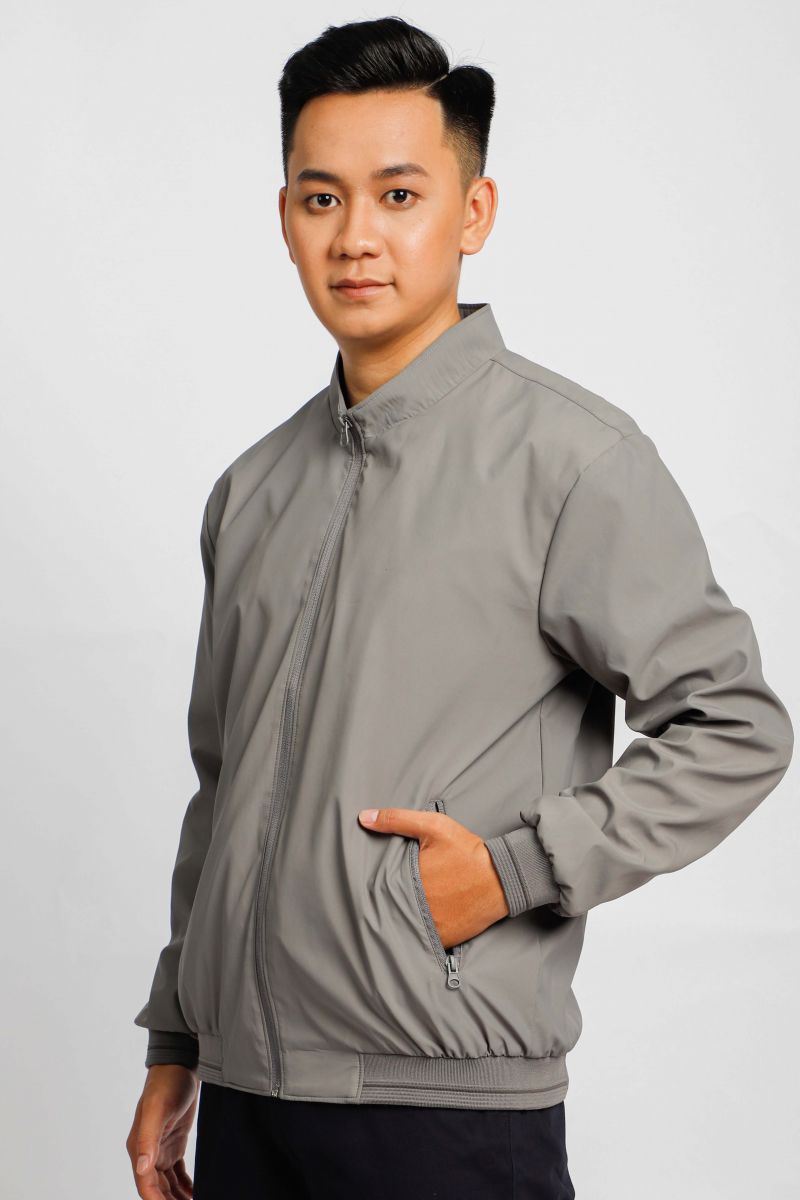 Áo jacket nam bonding cổ trụ Novelty màu xám 2203102