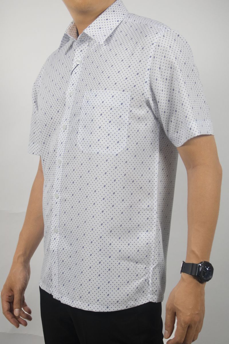Áo sơ mi nam ngắn tay Novelty Casual Hoa văn NSMMINMSPB230711N