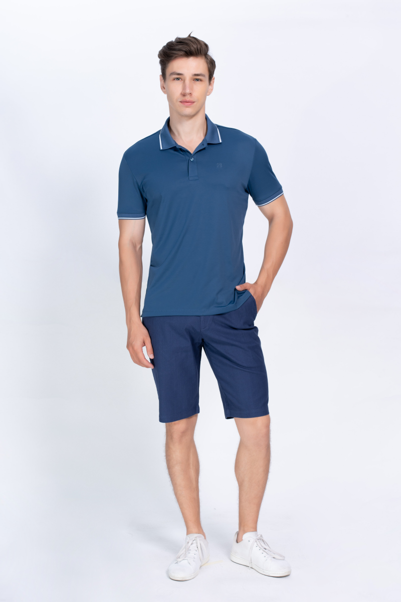 Quần short linen nam Novelty 0Ply Regular fit  màu xanh đen NQSLMDMCSR2500010