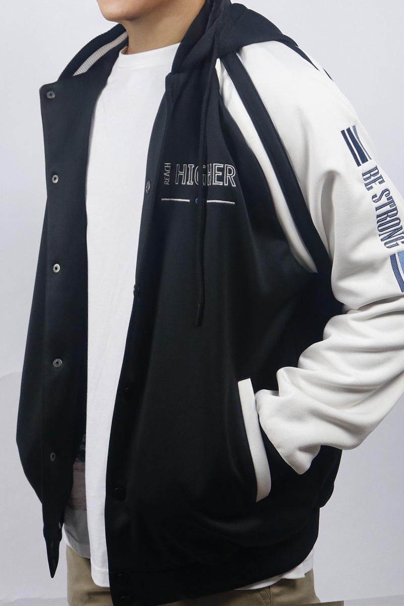 Áo Khoác Jacket 2 lớp nỉ Novelty màu đen NJKMMDMPLB2307042
