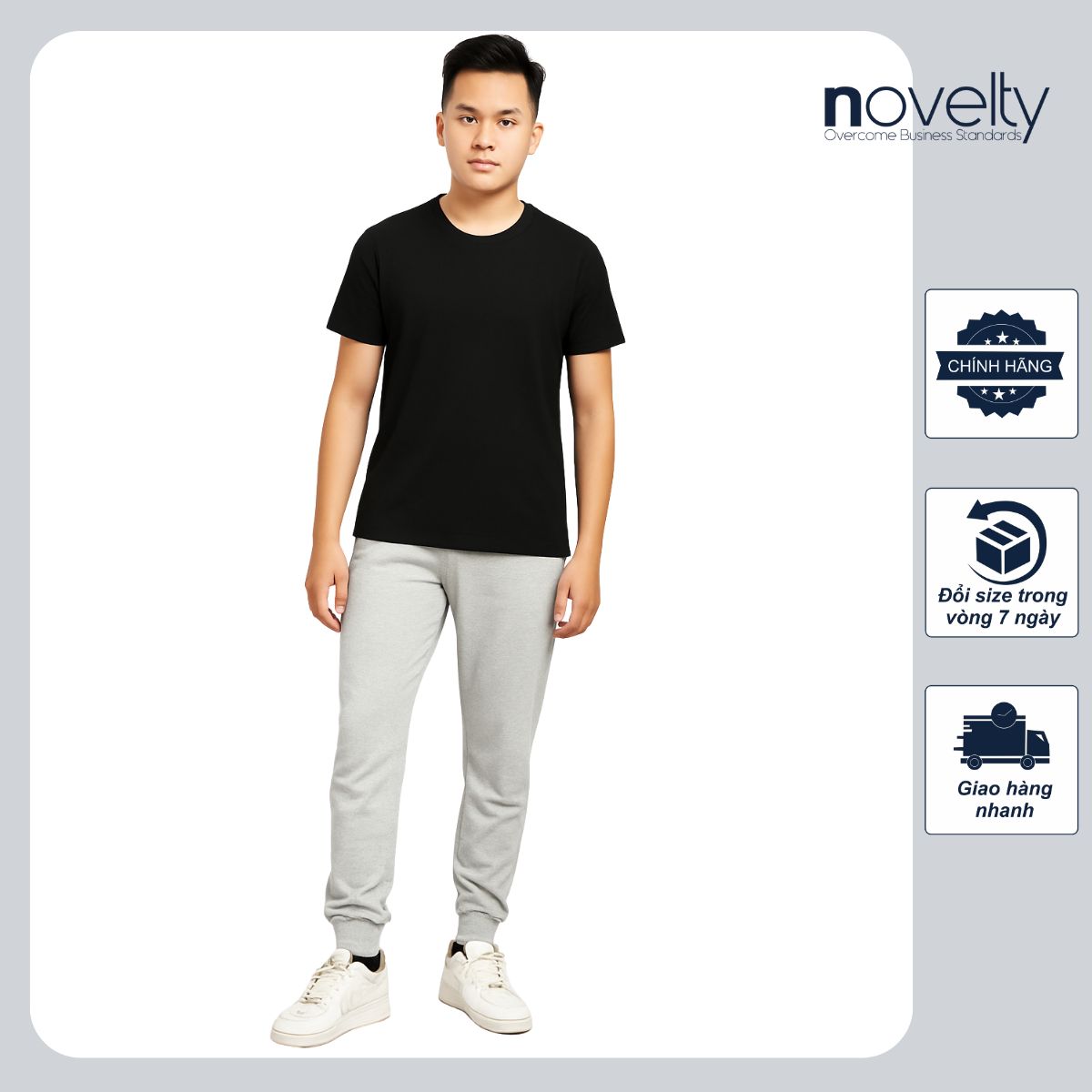 ÁO THUN COTTON CỔ TRÒN MÀU ĐEN NOVELTY NATMMDMCTR240180N