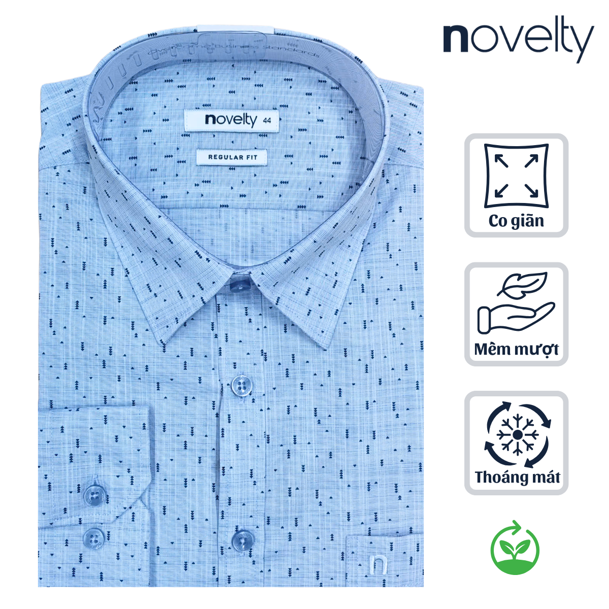 ÁO SƠ MI NAM DÀI TAY NOVELTY REGULAR FIT HOA VĂN BAMBOO NSMMINMT3R250275D