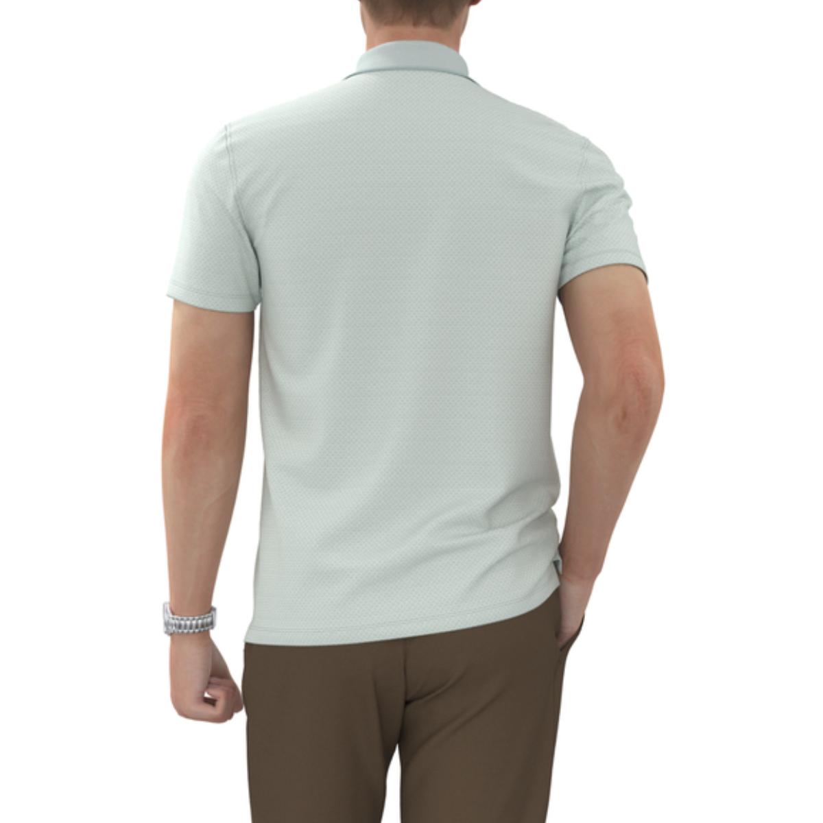 ÁO POLO NAM NOVELTY REGULAR FIT MODAL CÓ TÚI HOA VĂN TRẮNG XANH BẠC HÀ NATMINMT3R250425N