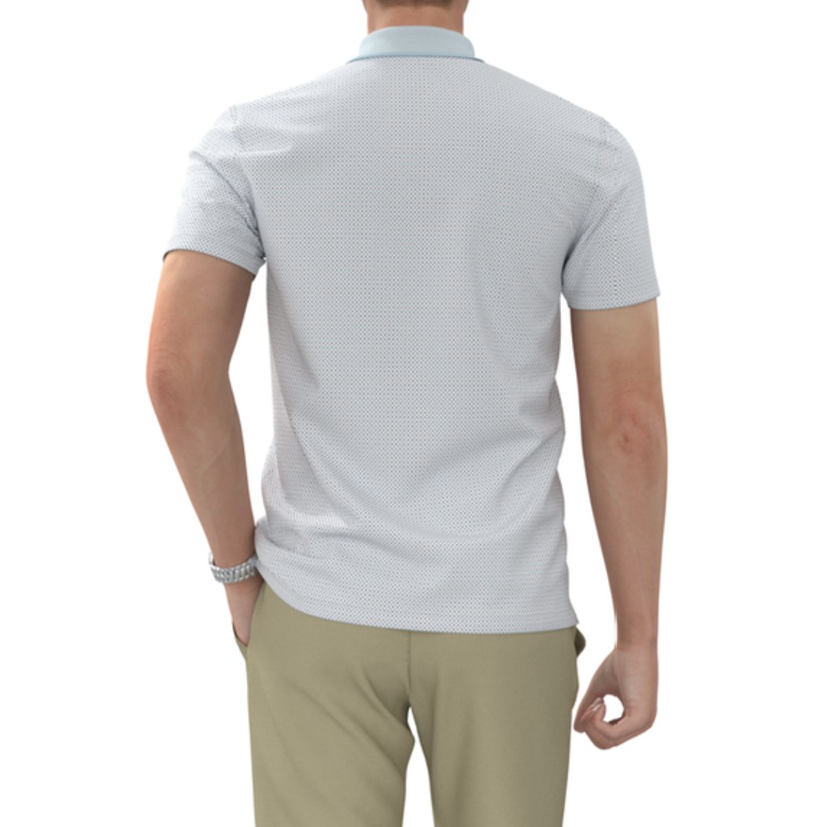 ÁO POLO NAM NOVELTY REGULAR FIT MODAL CÓ TÚI HOA VĂN TRẮNG XANH LAM NATMINMT3R250426N