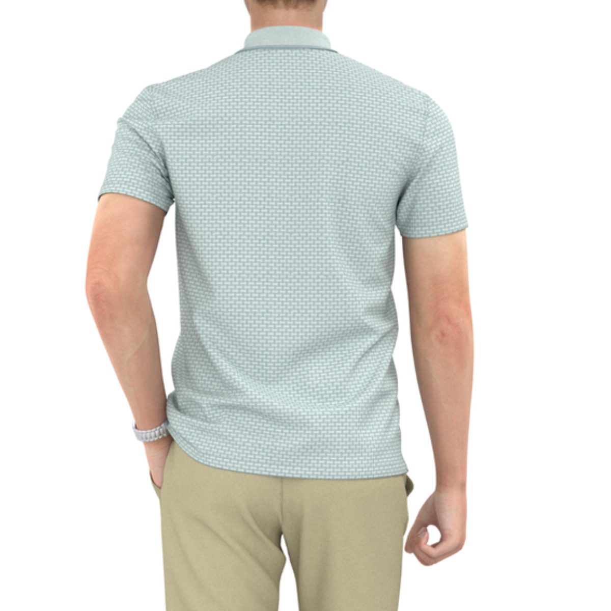 ÁO POLO NAM NOVELTY REGULAR FIT MODAL CÓ TÚI HOA VĂN ĐAN LÁT XANH NHẠT NATMINMT3R250427N