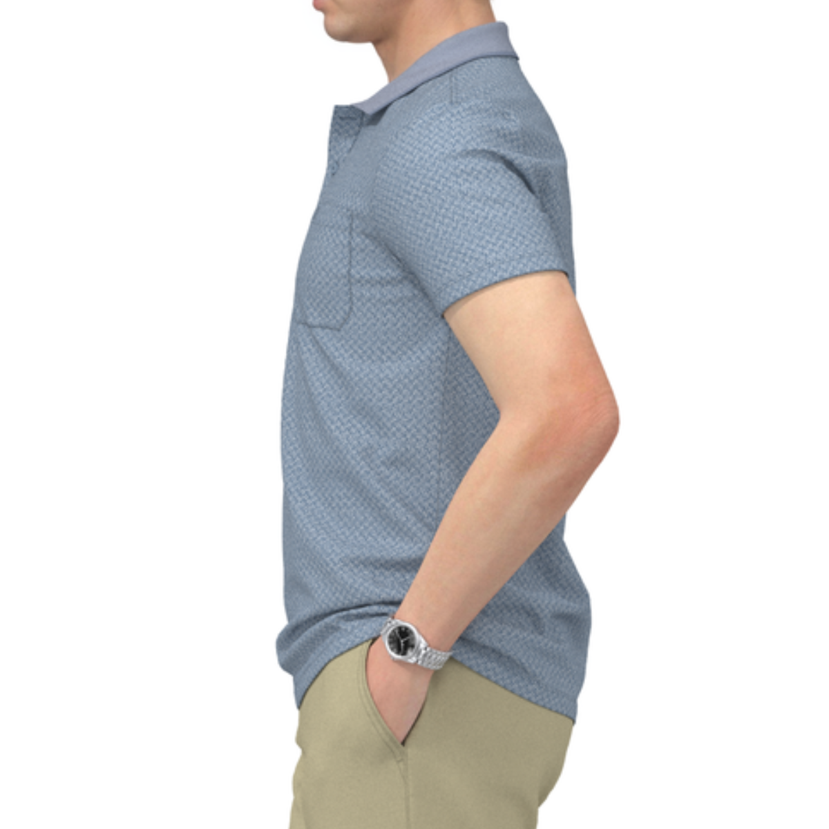 ÁO POLO NAM NOVELTY REGULAR FIT MODAL CÓ TÚI HOA VĂN ĐAN LÁT XANH DƯƠNG NATMINMT3R250428N