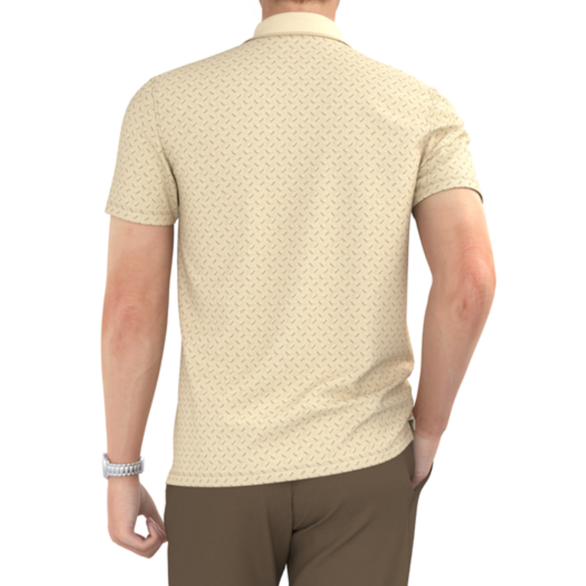 ÁO POLO NAM NOVELTY REGULAR FIT MODAL CÓ TÚI HOA VĂN MÀU VÀNG NATMINMT3R250429N