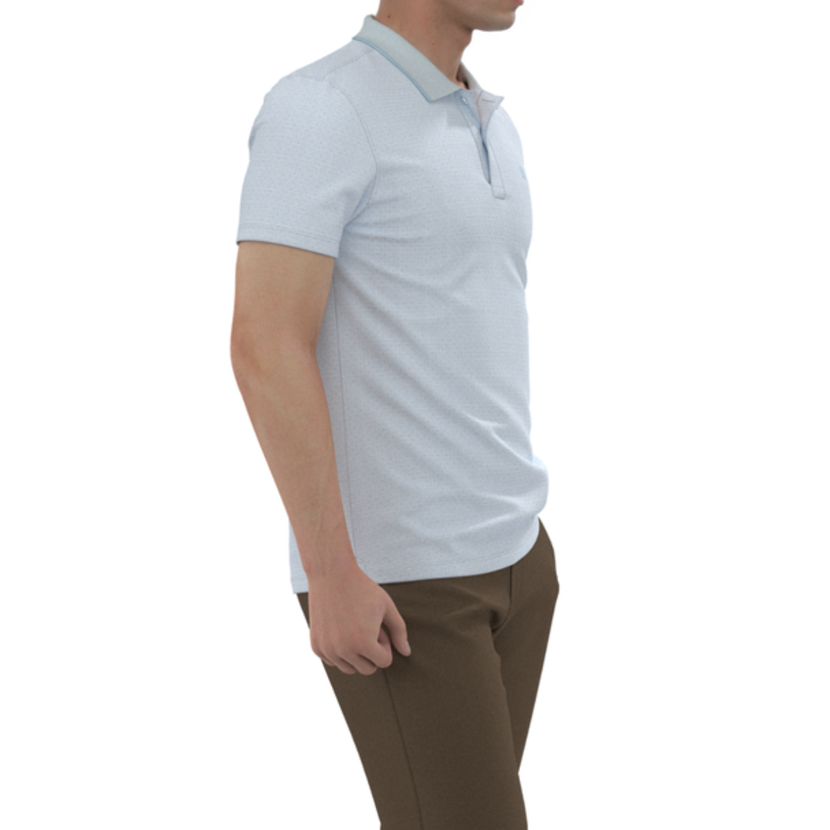 ÁO POLO NAM NOVELTY REGULAR FIT MODAL HOA VĂN TRẮNG XANH DƯƠNG NATMINMT3R250498N