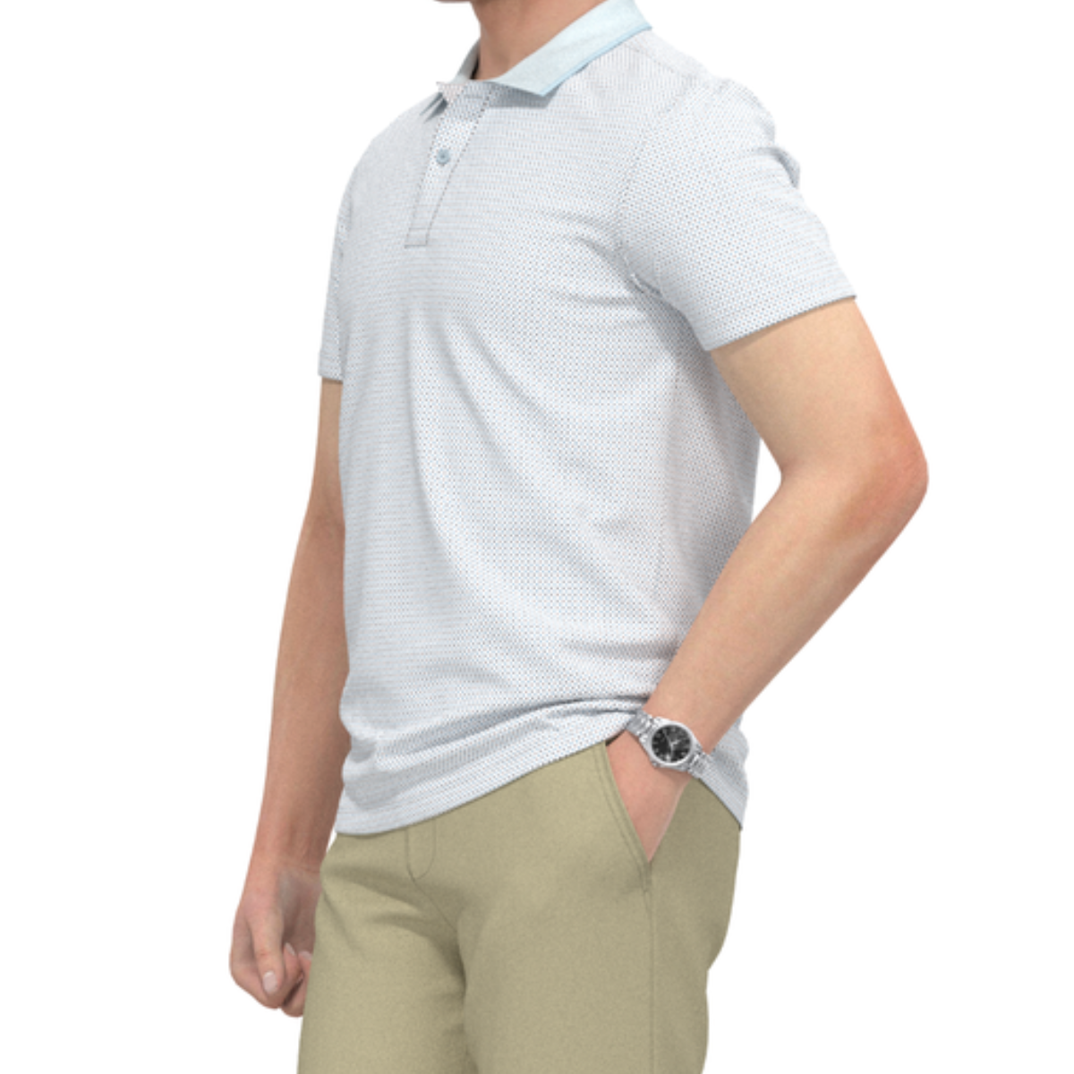 ÁO POLO NAM NOVELTY REGULAR FIT MODAL HOA VĂN TRẮNG XANH LAM NATMINMT3R250500N