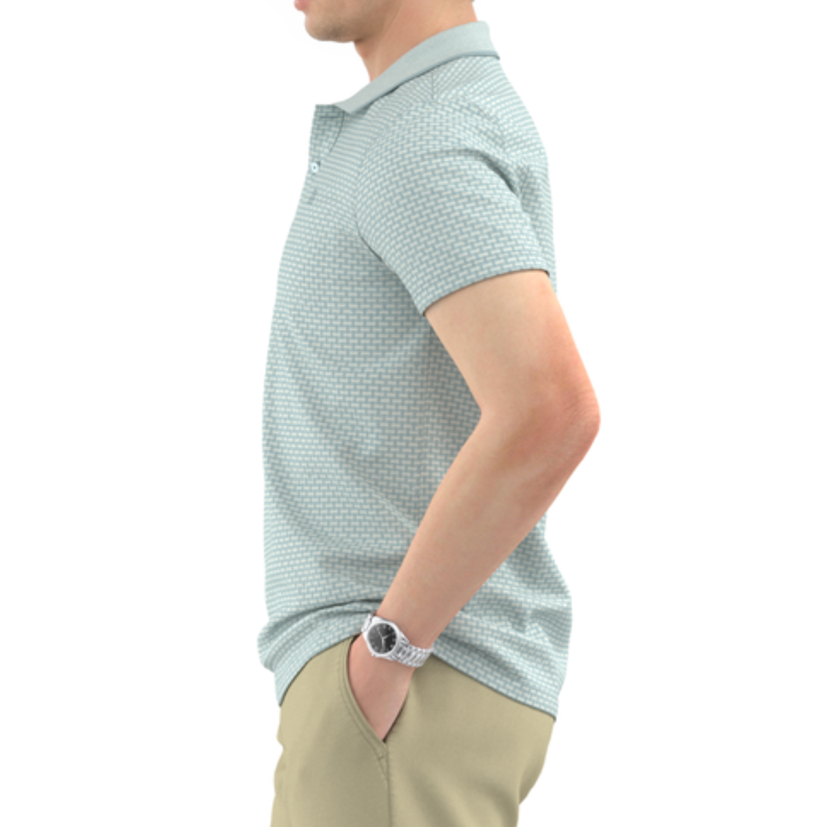 ÁO POLO NAM NOVELTY REGULAR FIT MODAL HOA VĂN ĐAN LÁT XANH NHẠT NATMINMT3R250501N