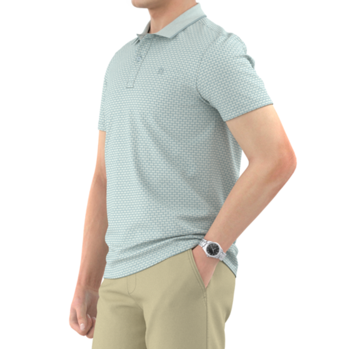 ÁO POLO NAM NOVELTY REGULAR FIT MODAL HOA VĂN ĐAN LÁT XANH NHẠT NATMINMT3R250501N