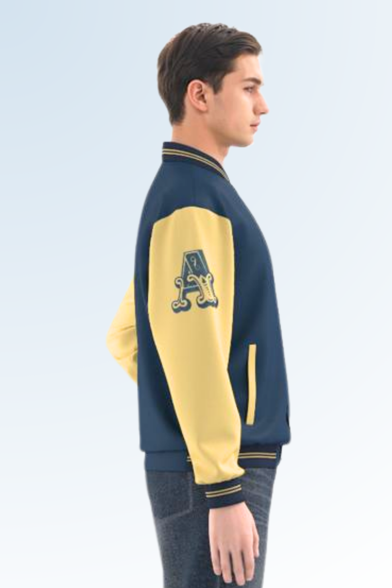 Áo Khoác Jacket 1 lớp nỉ Novelty cổ bomber xanh đen NJKMMDMPLB2404261