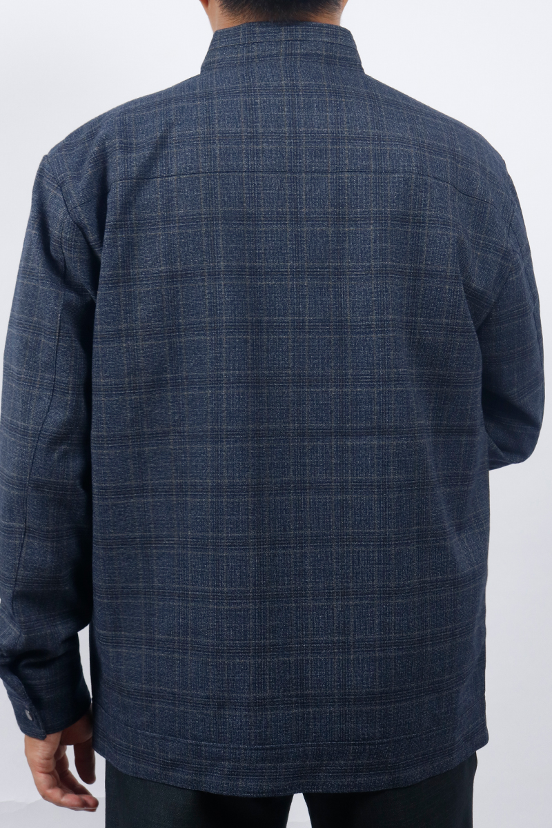 Áo Khoác Jacket 2 lớp Novelty cổ bẻ họa tiết caro lớn xanh đen  NJKMCLMT3B2305642