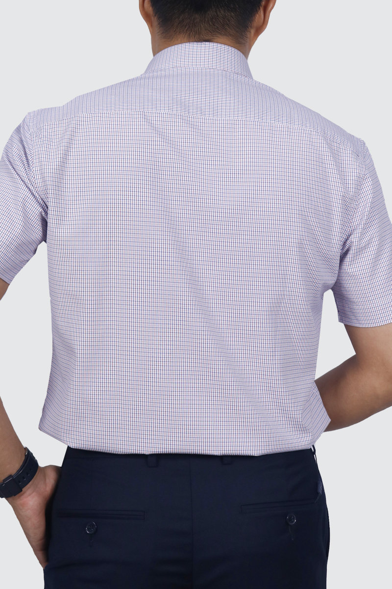 Áo sơ mi Nam ngắn tay Novelty Regular fit hoạ tiết caro nhỏ xanh dương NSMMCNMTCR230773N