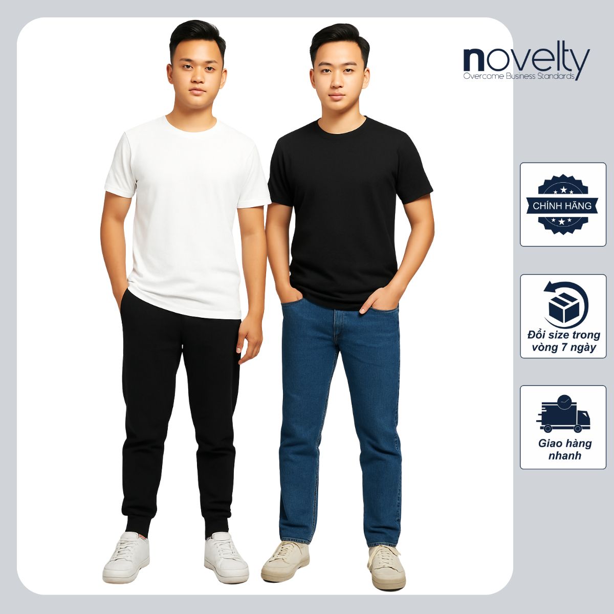 [HÈ NÓNG- DEAL MÁT] COMBO 2 ÁO THUN COTTON CỔ TRÒN NOVELTY