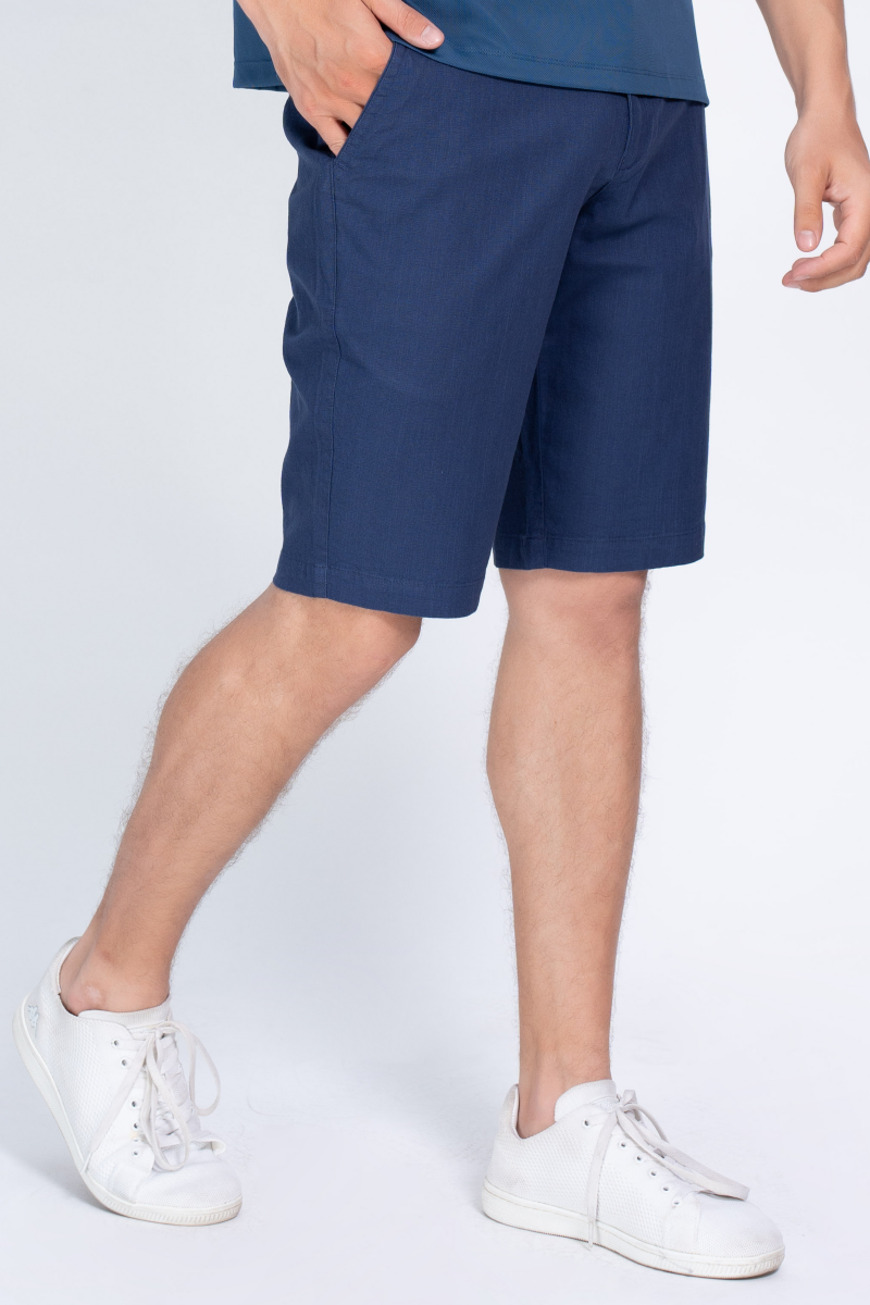 Quần short linen nam Novelty 0Ply Regular fit  màu xanh đen NQSLMDMCSR2500010