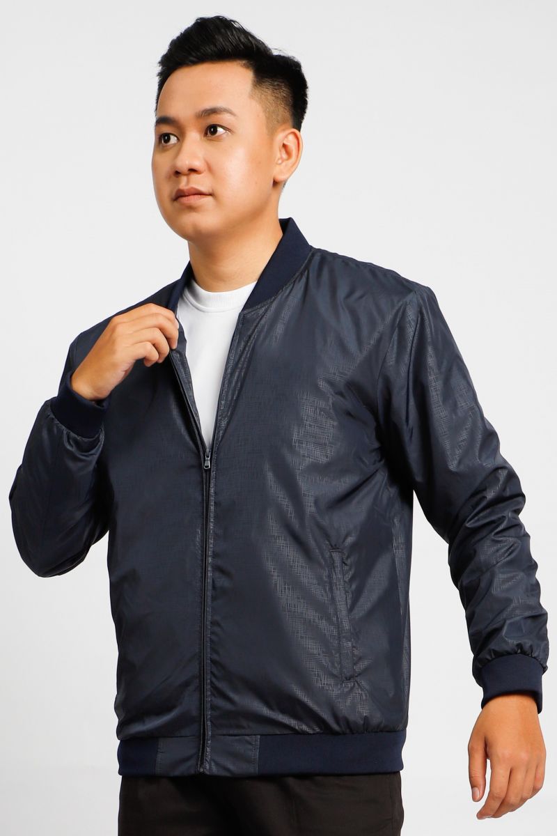 Áo jacket nam in chìm Novelty xanh đen NJKMMDMPLR2203292