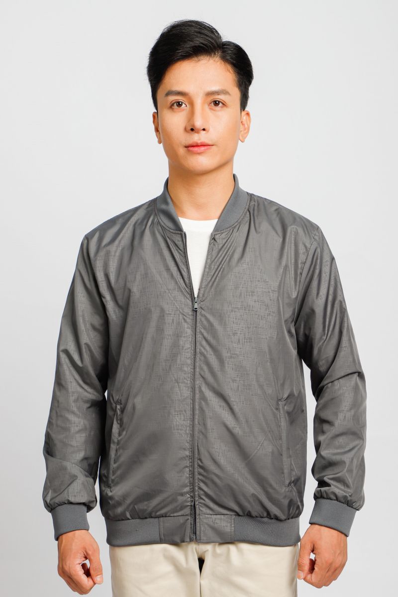 Áo jacket nam in chìm Novelty xám đậm NJKMMDMPLR2203302