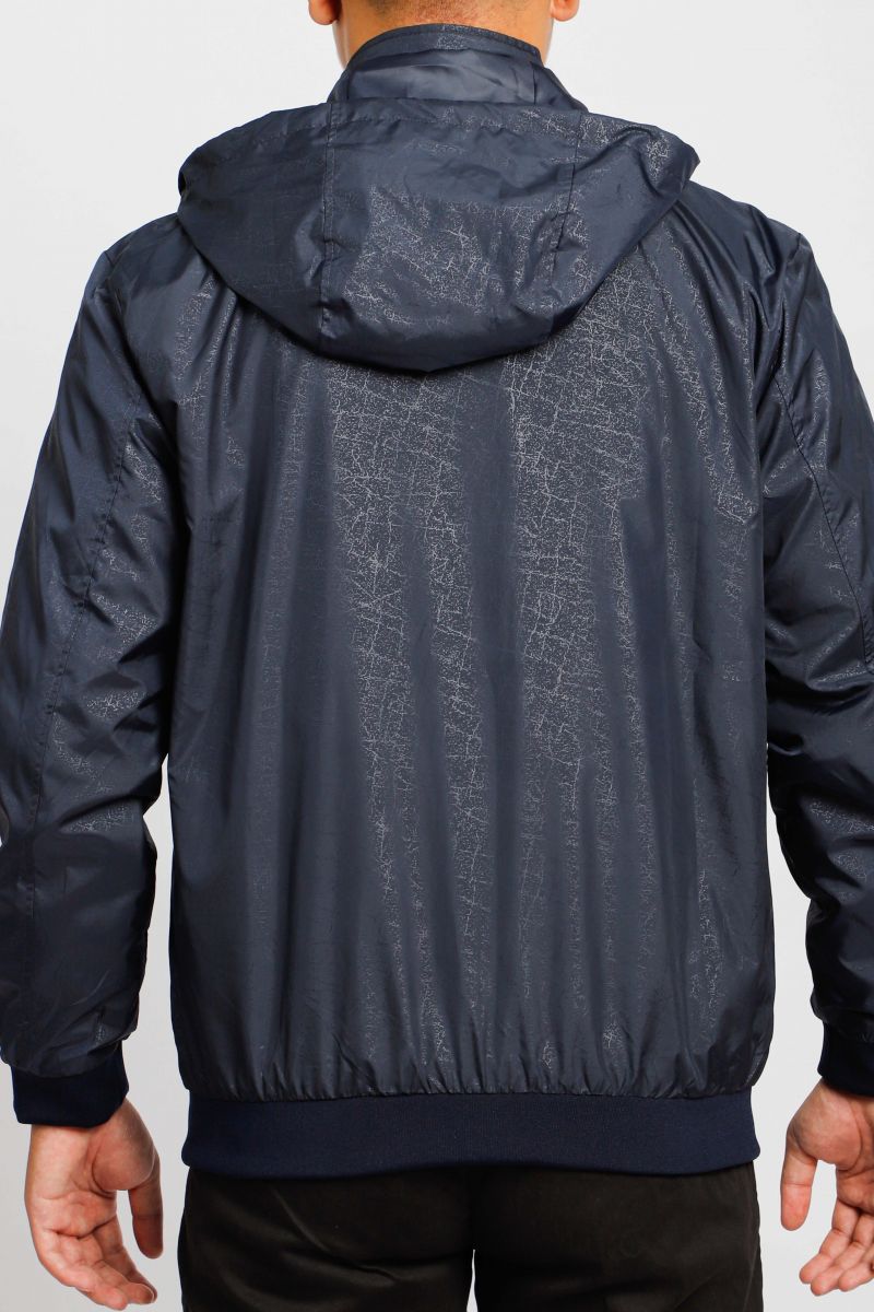 Áo jacket nam in chìm nón rời Novelty xanh đen 2203252