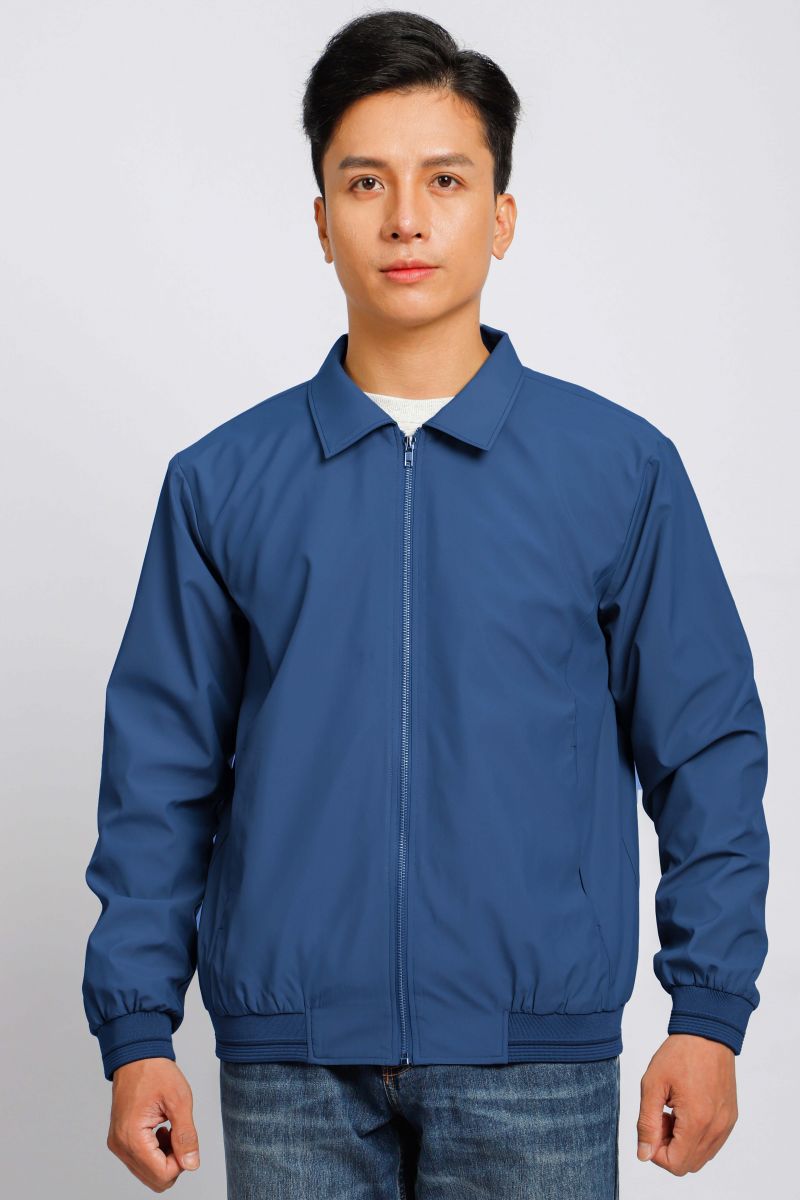 Áo jacket nam bonding cổ bẻ Novelty xanh đen 2203132