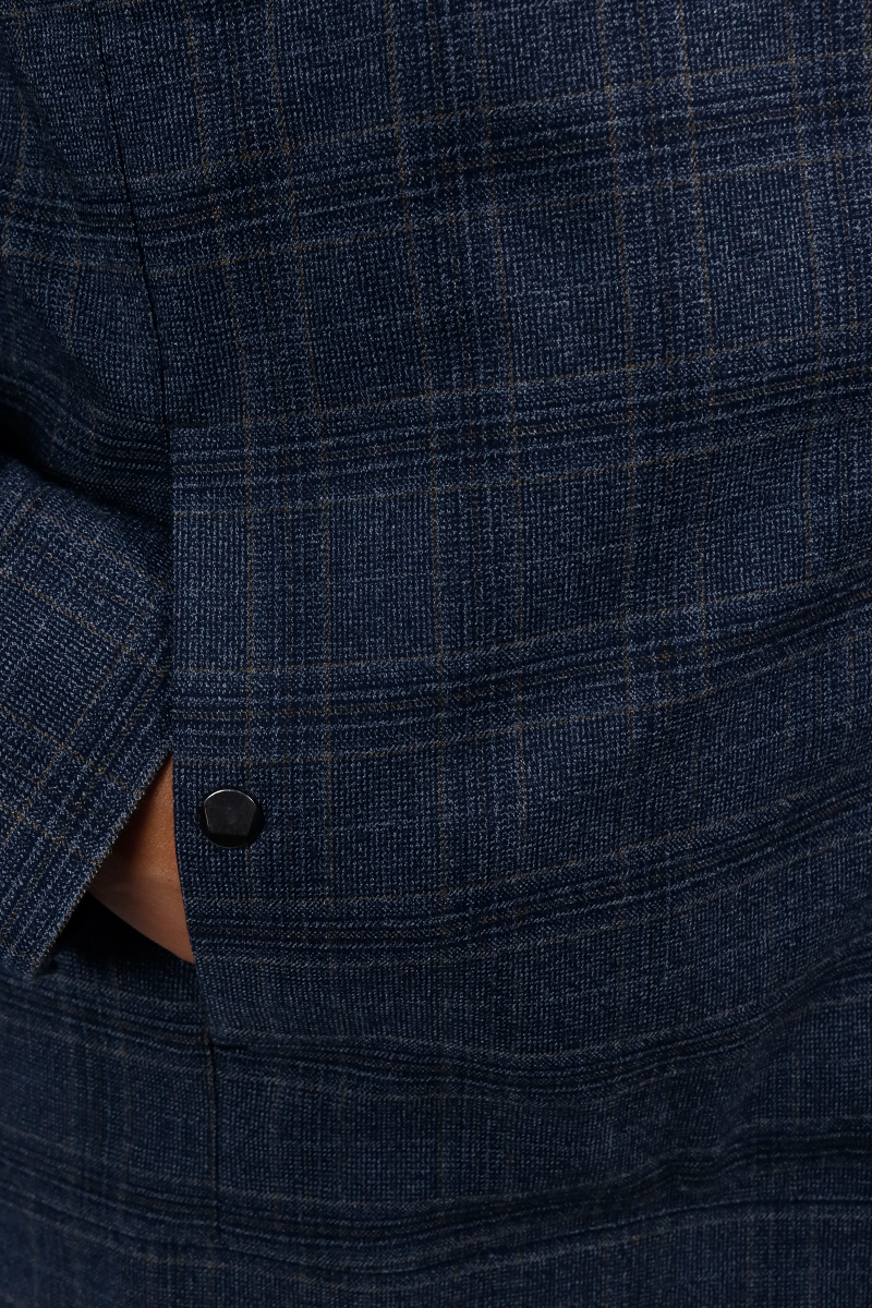 Áo Khoác Jacket 2 lớp Novelty cổ bẻ họa tiết caro lớn xanh đen NJKMCLMT3B2305672