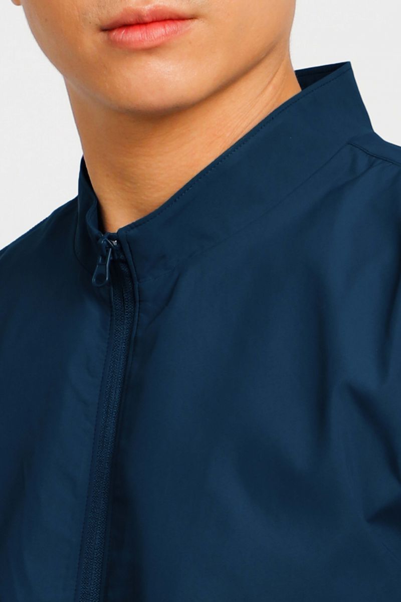 Áo khoác jacket bonding Novelty cổ trụ xanh đen NJKMMDMPLR2203092