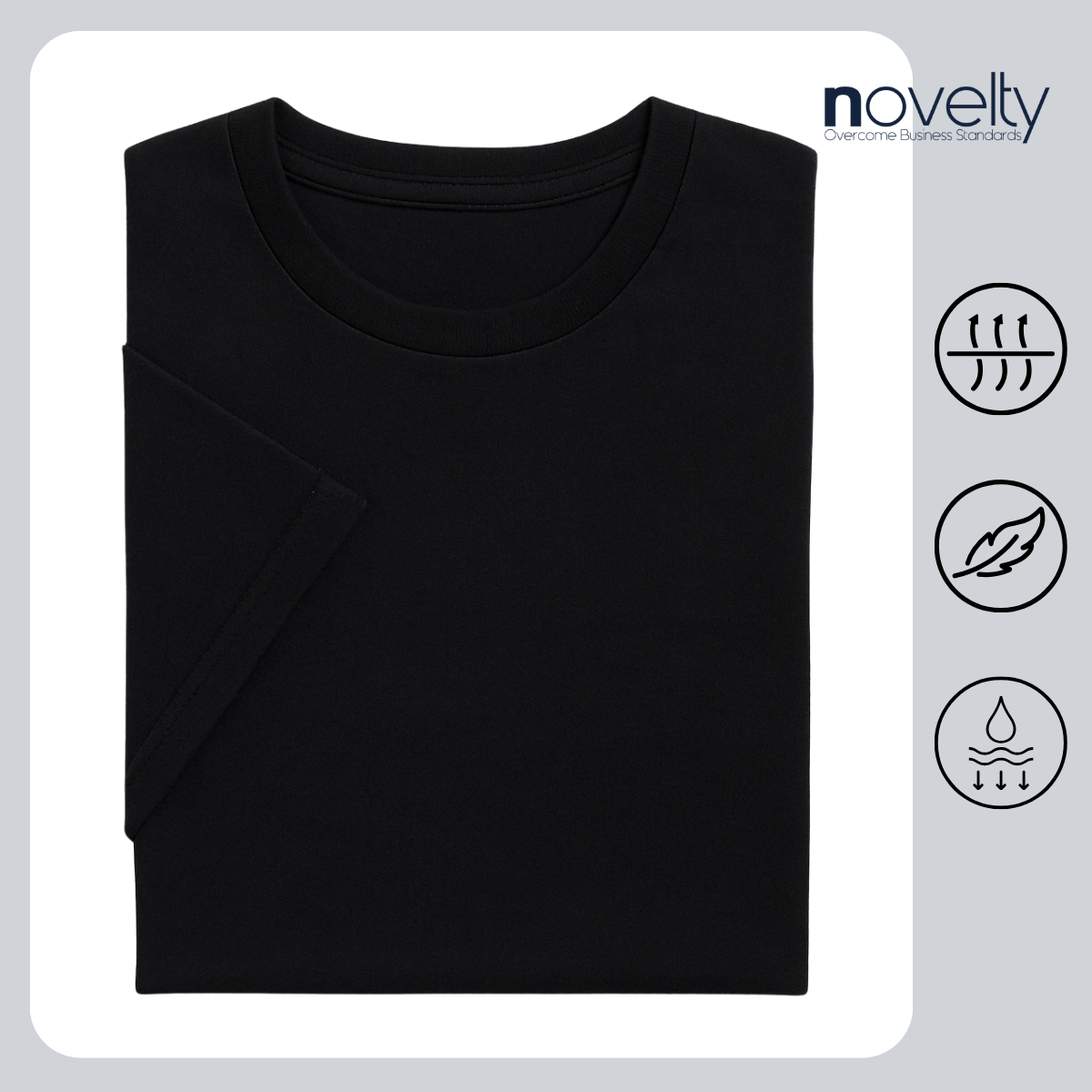 ÁO THUN COTTON CỔ TRÒN MÀU ĐEN NOVELTY NATMMDMCTR240180N