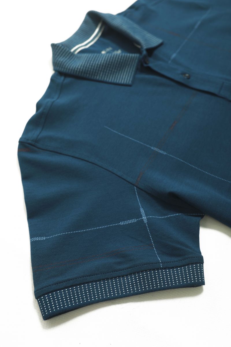 Áo Polo nam Novelty Regular fit họa tiết tràn thân, cổ bo dệt họa tiết xanh cổ vịt NATMMNMBSR210136N
