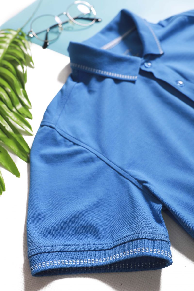 Áo Polo nam Novelty Regular fit Bamboo cổ viền sọc xanh coban NATMMDMBSR210130N