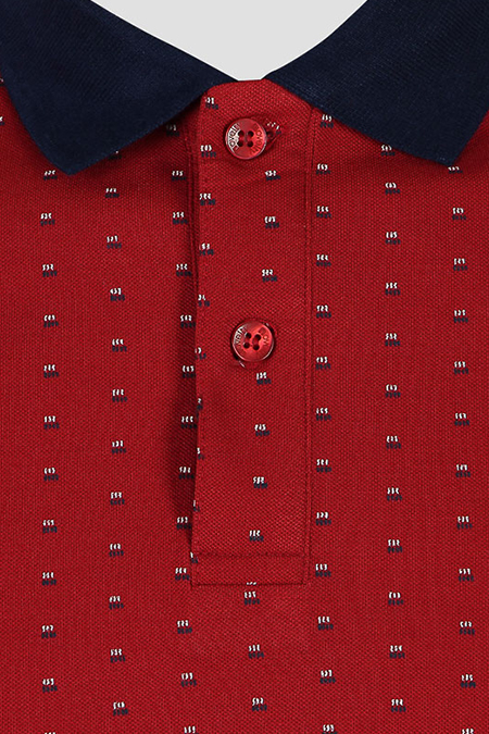 Áo Polo nam Novelty Regular fit Bamboo màu đỏ in họa tiết màu đỏ NATMHTMT3R180988N