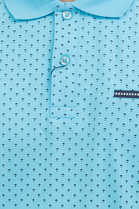 Áo Polo nam Novelty Regular fit in họa tiết màu xanh ngọc NATMINMCSR180023N