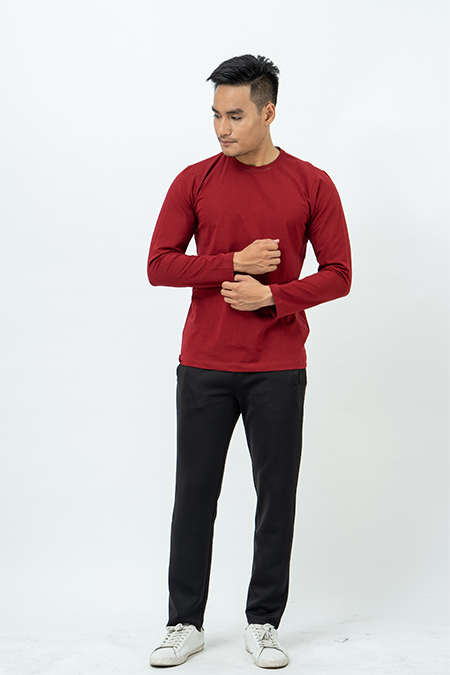 Áo thun nam dài tay cổ tròn Novelty Regular fit màu đỏ NATMMDMCSR180703D