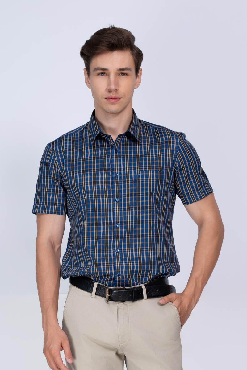 Áo sơ mi nam ngắn tay Novelty Regular fit Caro lớn NSMMCLMRCR240638N