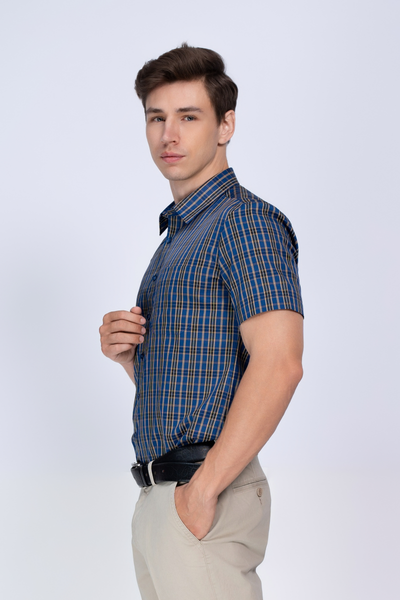 Áo sơ mi nam ngắn tay Novelty Regular fit Caro lớn NSMMCLMRCR240638N