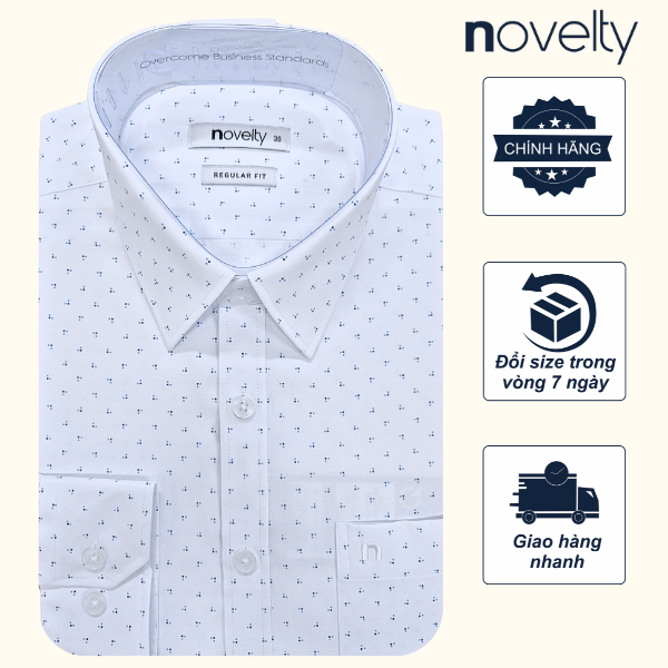 Áo sơ mi nam dài tay Novelty Regular fit hoa văn NSMMINMRCR240624D