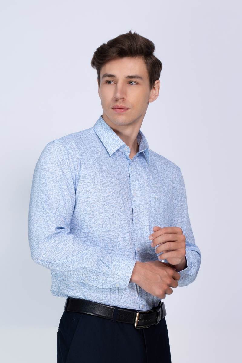 Áo sơ mi nam dài tay Novelty Regular fit hoa văn NSMMINMMSR240587D